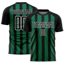 Load image into Gallery viewer, Custom Black Kelly Green-White Line Sublimation Soccer Uniform Jersey