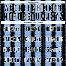 Load image into Gallery viewer, Custom Black Light Blue-White Line Sublimation Soccer Uniform Jersey