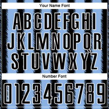 Load image into Gallery viewer, Custom Black Light Blue-White Line Sublimation Soccer Uniform Jersey