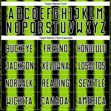 Load image into Gallery viewer, Custom Black Neon Green-White Line Sublimation Soccer Uniform Jersey