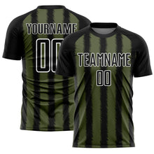Load image into Gallery viewer, Custom Black Olive-White Line Sublimation Soccer Uniform Jersey