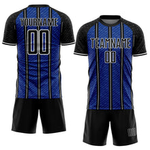 Load image into Gallery viewer, Custom Black Royal-White Line Sublimation Soccer Uniform Jersey