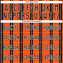 Load image into Gallery viewer, Custom Black Orange-White Line Sublimation Soccer Uniform Jersey