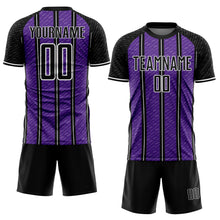 Load image into Gallery viewer, Custom Black Purple-White Line Sublimation Soccer Uniform Jersey