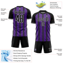 Load image into Gallery viewer, Custom Black Purple-White Line Sublimation Soccer Uniform Jersey