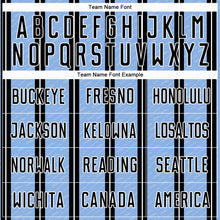 Load image into Gallery viewer, Custom Black Light Blue-White Line Sublimation Soccer Uniform Jersey