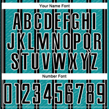 Load image into Gallery viewer, Custom Black Teal-White Line Sublimation Soccer Uniform Jersey