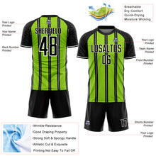 Load image into Gallery viewer, Custom Black Neon Green-White Line Sublimation Soccer Uniform Jersey
