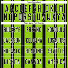 Load image into Gallery viewer, Custom Black Neon Green-White Line Sublimation Soccer Uniform Jersey