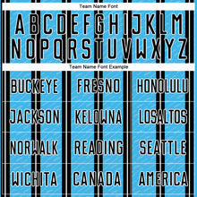 Load image into Gallery viewer, Custom Black Sky Blue-White Line Sublimation Soccer Uniform Jersey