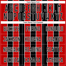 Load image into Gallery viewer, Custom Black Red-White Line Sublimation Soccer Uniform Jersey