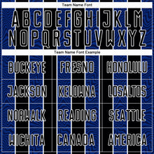 Load image into Gallery viewer, Custom Black Royal-White Line Sublimation Soccer Uniform Jersey