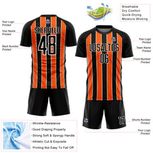Load image into Gallery viewer, Custom Black Orange-White Line Sublimation Soccer Uniform Jersey