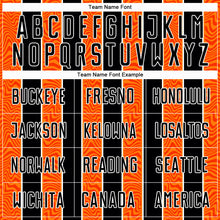 Load image into Gallery viewer, Custom Black Orange-White Line Sublimation Soccer Uniform Jersey