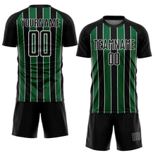 Load image into Gallery viewer, Custom Black Kelly Green-White Line Sublimation Soccer Uniform Jersey