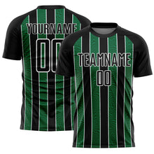 Load image into Gallery viewer, Custom Black Kelly Green-White Line Sublimation Soccer Uniform Jersey