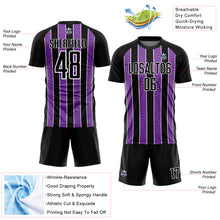 Load image into Gallery viewer, Custom Black Purple-White Line Sublimation Soccer Uniform Jersey