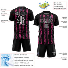 Load image into Gallery viewer, Custom Black Pink-White Line Sublimation Soccer Uniform Jersey
