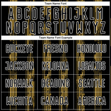 Load image into Gallery viewer, Custom Black Old Gold-White Line Sublimation Soccer Uniform Jersey