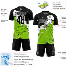 Load image into Gallery viewer, Custom Black White-Neon Green Spalsh Sublimation Soccer Uniform Jersey