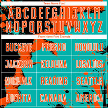 Load image into Gallery viewer, Custom Black Orange-Aqua Spalsh Sublimation Soccer Uniform Jersey