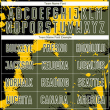 Load image into Gallery viewer, Custom Black Olive-Yellow Spalsh Sublimation Soccer Uniform Jersey