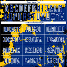 Load image into Gallery viewer, Custom Black Royal-Yellow Spalsh Sublimation Soccer Uniform Jersey