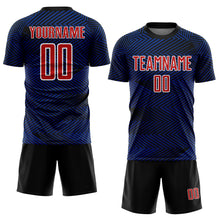 Load image into Gallery viewer, Custom Royal Red-Black Line Sublimation Soccer Uniform Jersey