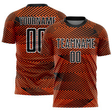 Load image into Gallery viewer, Custom Orange Black-White Line Sublimation Soccer Uniform Jersey