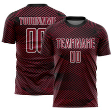 Load image into Gallery viewer, Custom Crimson Black-White Line Sublimation Soccer Uniform Jersey