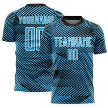 Load image into Gallery viewer, Custom Sky Blue Black-White Line Sublimation Soccer Uniform Jersey