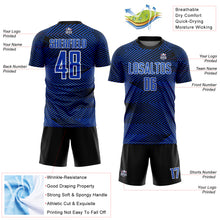 Load image into Gallery viewer, Custom Thunder Blue Black-White Line Sublimation Soccer Uniform Jersey