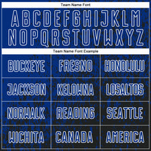 Load image into Gallery viewer, Custom Royal Black-White Abstract Fragment Art Sublimation Soccer Uniform Jersey