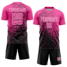 Load image into Gallery viewer, Custom Pink Black-White Abstract Fragment Art Sublimation Soccer Uniform Jersey