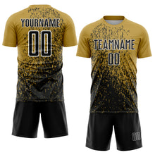 Load image into Gallery viewer, Custom Old Gold Black-White Abstract Fragment Art Sublimation Soccer Uniform Jersey