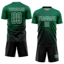 Load image into Gallery viewer, Custom Kelly Green Black-White Abstract Fragment Art Sublimation Soccer Uniform Jersey