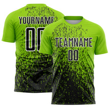 Load image into Gallery viewer, Custom Neon Green Black-White Abstract Fragment Art Sublimation Soccer Uniform Jersey