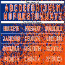 Load image into Gallery viewer, Custom Royal Orange-White Abstract Fragment Art Sublimation Soccer Uniform Jersey