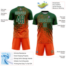 Load image into Gallery viewer, Custom Green Orange-White Abstract Fragment Art Sublimation Soccer Uniform Jersey