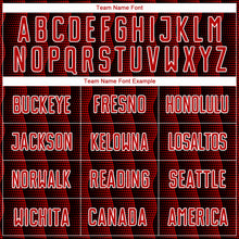 Load image into Gallery viewer, Custom Black Red-White Geometric Shape Sublimation Soccer Uniform Jersey