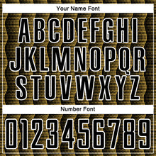 Load image into Gallery viewer, Custom Black Old Gold-White Geometric Shape Sublimation Soccer Uniform Jersey