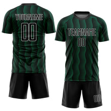 Load image into Gallery viewer, Custom Black Kelly Green-White Geometric Shape Sublimation Soccer Uniform Jersey