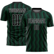 Load image into Gallery viewer, Custom Black Kelly Green-White Geometric Shape Sublimation Soccer Uniform Jersey