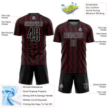 Load image into Gallery viewer, Custom Black Crimson-White Geometric Shape Sublimation Soccer Uniform Jersey