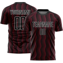 Load image into Gallery viewer, Custom Black Crimson-White Geometric Shape Sublimation Soccer Uniform Jersey