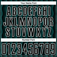 Load image into Gallery viewer, Custom Black Teal-White Geometric Shape Sublimation Soccer Uniform Jersey