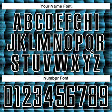 Load image into Gallery viewer, Custom Black Sky Blue-White Geometric Shape Sublimation Soccer Uniform Jersey