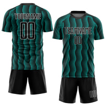 Load image into Gallery viewer, Custom Black Aqua-White Geometric Shape Sublimation Soccer Uniform Jersey