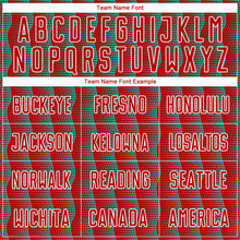 Load image into Gallery viewer, Custom Red Aqua-White Geometric Shape Sublimation Soccer Uniform Jersey