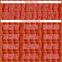 Load image into Gallery viewer, Custom Red Old Gold-White Geometric Shape Sublimation Soccer Uniform Jersey